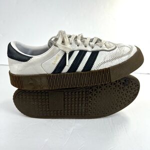 Adidas Samba Women’s All Leather Sneakers size 6.5 White/Black Streetwear